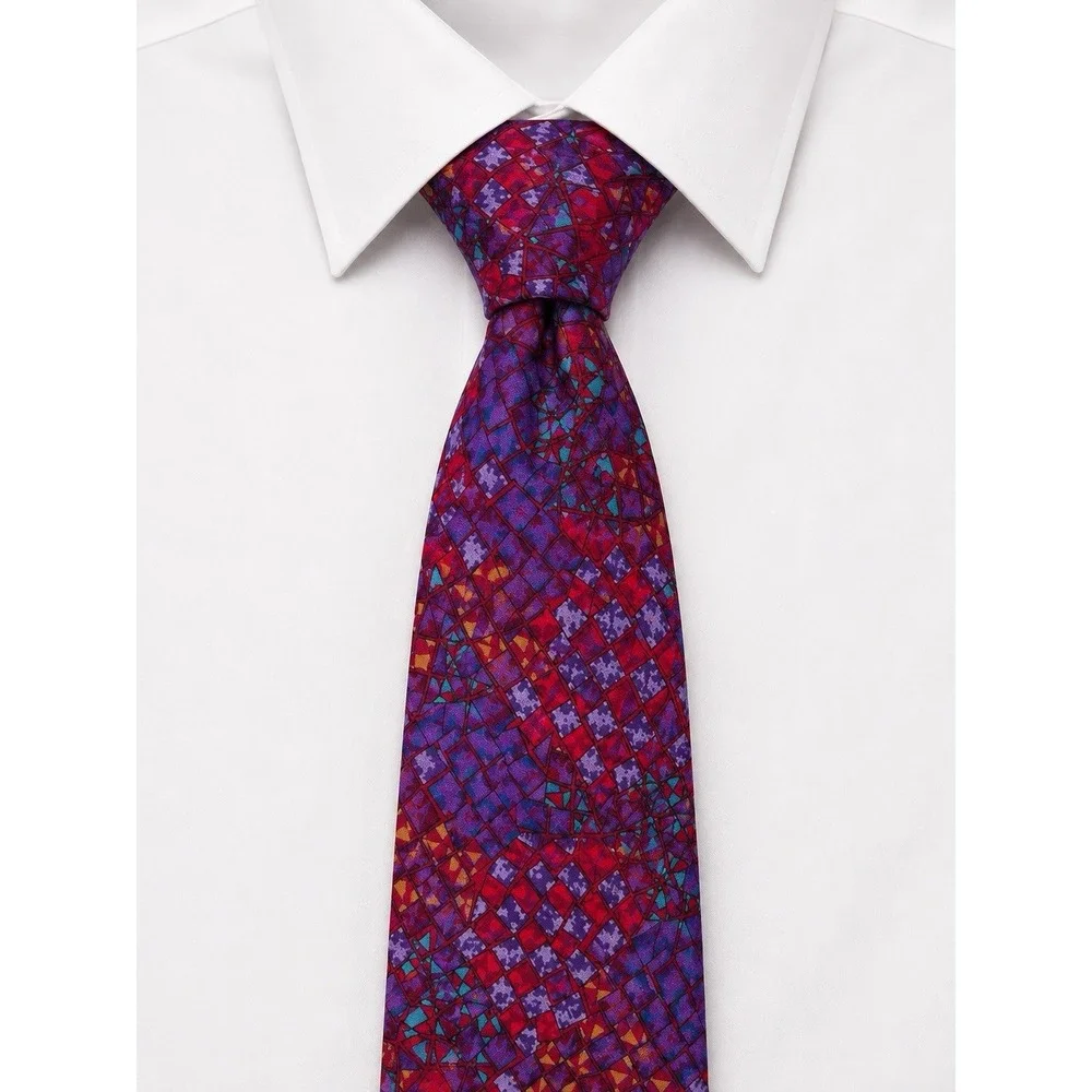 Missoni Cravatte Necktie Mens Red Purple Abstract Mosaic Silk Neiman Marcus
